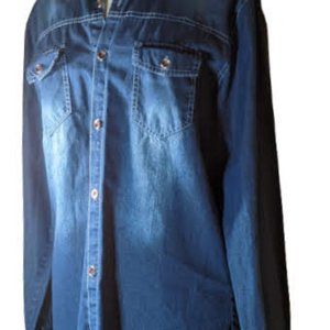 Dark Jean Shirt With Pockets  L